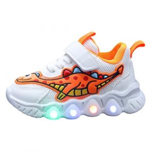 Chaussures de Sport Dinosaures de Dessin anim&eacute; pour gar&ccedil;ons et Filles, Chaussures Respirantes en Maille, Chaussures Lumineuses pour Enfants de Petite et Moyenne Taille, Nouvelle Fille Argent Football (jYRTCS, neuf)