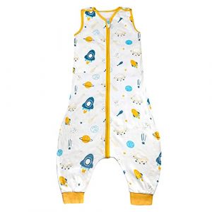 FLYISH DIRECT Gigoteuse ete, Gigoteuse a Pied, Gigoteuse tog 0 5 100% Coton, Turbulette ete, Gigoteuse sans Manches, Gigoteuses avec Jambes, Gigoteuse été 18-36 Mois, Jaune, M (Flyish Direct EU, neuf)