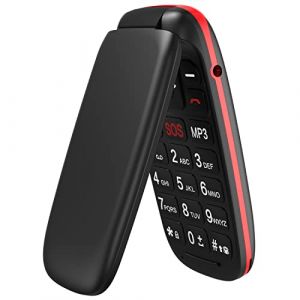 USHINING F200 Téléphone Portable Débloqué avec Grandes Touches, Téléphone Portable à Clapet, Téléphone Portable Faciles à Utiliser pour Personnes Âgées avec Bouton SOS, Radio FM, Caméra - Noir (Wemat, neuf)