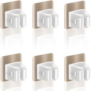 XIANGLONGY 6 Pi&egrave;ces Accroche Balai Mural, Sans Percage Porte Balais Mural, Support Balais Mural pour la Cuisine, L'escalier, La Salle de Bain, Le Garage (Or 6 pi&egrave;ces) (XIANGLONGY, neuf)