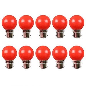 Ampoules Baïonnette B22 - Lot de 10 Ampoule LED Feston 3 W Équivalent 30 W, Ampoule Écoénergétique Colorée Rouge, Petites Ampoules de Noël, Plastique, Non Variable (Debao Trading Co., Ltd., neuf)