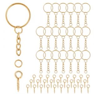 Anneau Porte Clef 86 Pi&egrave;ces Split Anneaux Porte Cl&eacute; 86 Vis Oeil Attache Porte Cl&eacute;f Loisir Creatif Chainette Porte Cl&eacute; 25 mm Kit Porte Clef a Fabriquer pour DIY Fabrication de Bijoux(Dor&eacute;） (YUANXIANG TECHNOLOGY LIMITED, neuf)