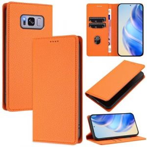 xinyunew Coque pour Samsung Galaxy S8 Plus, RFID Blocage Portefeuille Etui &agrave; Rabat, Housse en Cuir PU pour Samsung Galaxy S8 Plus, Orange (xinyunew, neuf)