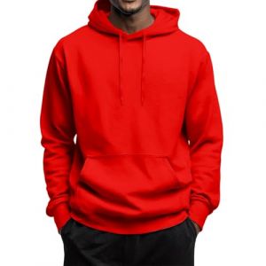 Sweat a Capuche Homme Gilet Homme Couleur Unie Longue Hoodie Zippé Sweat-Shirt Interieur Oversize Veste Confortable Sport Doublé Gilet Vêtements 13#Rouge XXL (SHONTON, neuf)
