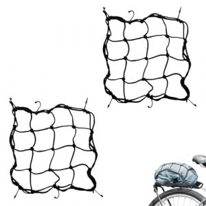 2 Pcs Panier Velo Arriere Porte Bagage Velofilet &Agrave; Bagages Pour Les Paniers De V&eacute;lo Unisex-Adult, Tendeurs Elastique avec Crochets, pour Motos et Velos, Noir, 30 X 30 Cm (ANETTEE GLOBALISS, neuf)