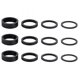 TRIWONDER Entretoises de Direction Rondelles de Potence Sets d'Entretoises Vélo 12 Pièces pour Vélo de Route VTT 1 1/8" (B - Noir - Fibre de Carbone - 12 Pièces) (TRIWONDER (FR), neuf)