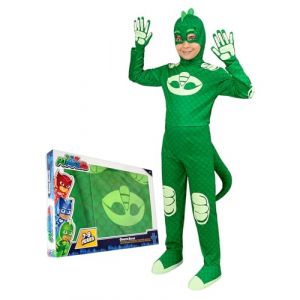 Funidelia D&eacute;guisement Officiel de Gluglu PJ Masks deluxe pour enfants, Comprend combinaison avec queue, masque et gants - Tenue pour enfants pour f&ecirc;tes, Carnaval et Halloween - Taille 3-4 ans (Funidelia FR-BE-LU, neuf)