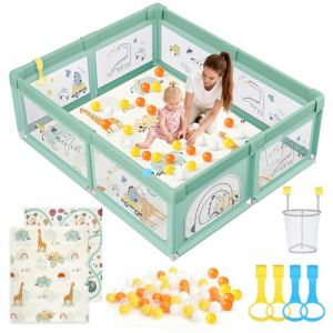 SOFTHOM Parc B&eacute;b&eacute; 150x180cm avec Tapis Pliable, Parc de Jeu pour B&eacute;b&eacute; avec Fond Antid&eacute;rapant et Filet Respirant, Aire de Jeu Stable et S&ucirc;re pour Int&eacute;rieur et Ext&eacute;rieur (SOFTHOM, neuf)