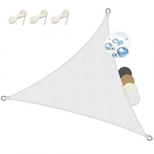 Sol Royal Voile d'Ombrage Triangulaire 3,6x3,6x3,6m Imperméable PES SolVision PS9 – Toile Protection Solaire et UV pour Pergola avec Fixation – Brise Vue Blanc pour Patio, Terrasse, Balcon & Jardin (Brandvin, neuf)