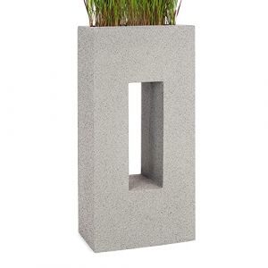 Pflanzwerk® Pot de Fleur Fibre de Verre Vista Jardinière Granit Gris 92x45x27cm XXL *Résistant au Gel* *Protection UV* *Qualité européenne* (Pflanzwerk Deutschland GmbH, neuf)