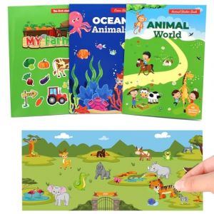 Celestia Livre D'autocollants Imperméables Réutilisables pour Enfants, Gommettes Enfants, Reutilisable Activite Enfant Autocollant Avec Pliable Panorama Et Pvc Statiques Illustré, Reusable Sticker (YUXINGLUCK, neuf)