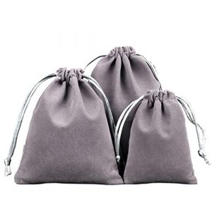 Lot de 6 sacs à bijoux en velours - Petits sacs en tissu avec cordon de serrage - Sacs cadeaux en velours - À remplir - Pour bijoux, mariage, Noël, anniversaire, fête, cadeau, 20 x 25 cm, gris (Ruiyifeng, neuf)