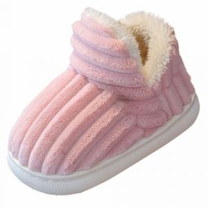 SRTUMEY 2025 Nouvelle Pantoufle pour Enfant Hiver Chaude en Peluche &agrave; la Cheville Gar&ccedil;on Fille Antid&eacute;rapante Pantoufles en Polaire Doublure Douce pour la Maison Rose (Rainbow185, neuf)