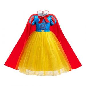 Lito Angels Robe Princesse Fille Snow White avec Cape Age 7-8 Ans, Tenue Deguisement pour Noel Carnaval Halloween Fete Anniversaire Cosplay (Lito Angels FR, neuf)