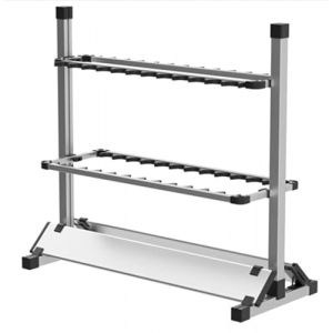 EurHomePlus Porte-cannes de P&ecirc;che, Support pour 24 Cannes en Aluminium L&eacute;ger, Organisateur R&eacute;glable et Pliable 73x32x72 cm, &agrave; Rainures Protectrices EVA, pour Garage, Bateau et Maison (Couleur Argent) (Eyfloral, neuf)