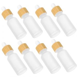ULTECHNOVO Lot de 8 Flacons en Verre Dépoli 20 Ml pour Huiles Essentielles avec Pipette Compte-Gouttes Anneau en Bambou Bouteilles de Voyage Transparentes Contenants Pratiques pour (Chad Bi, neuf)