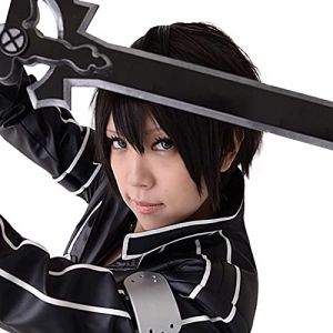 Perruque de cosplay d'anime - 30 cm - Courte - Noire - Pour cosplay - Kazuto ou Kirito - Pour Halloween, fête, anime (qiu lai shan mao hang, neuf)