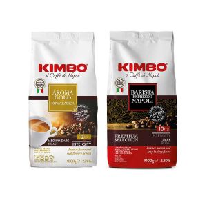 Duo de Dégustation Café en grains Kimbo: Aroma Gold 100% Arabica et Espresso Napoli 1 kg x 2 (Olico.it, neuf)
