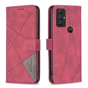 FMPCUON Coque en Cuir Motorola Moto G Play (2023),&Eacute;tui T&eacute;l&eacute;phone Motorola Moto G Play (2023),Housse Pochette Motorola Moto G Play (2023) Fonction Stand Etui Coque Portefeuille,Rouge (FMPCUON-EUR, neuf)