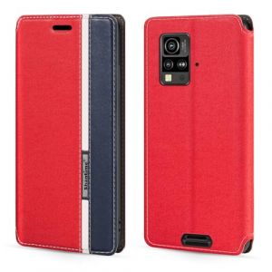 Coque &agrave; Rabat en Cuir PU Bicolore avec Fermeture Magn&eacute;tique Invisible Compatible avec Blackview BV4800 Pro, &Eacute;tui &Eacute;l&eacute;gant et Protecteur (Rouge) (Shantime, neuf)