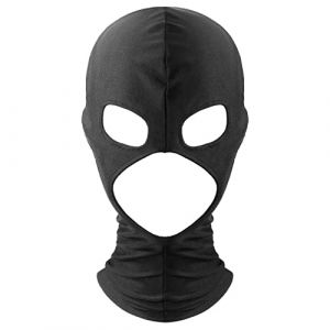 dPois Cagoule Sexy Latex 3D Protection Hiver Homme Femme Unisexe Visage Ski Moto Vélo Paintball Déguisement Halloween Costume Cosplay Assassin Carnaval Mascarade Ia Noir Taille unique (dPois eu, neuf)