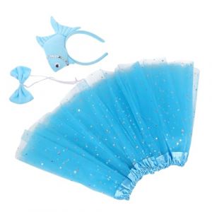 VICASKY 1 ensemble de jupe bandeau de poisson de mer bandeau pour la vie marine en peluche pour animaux en peluche costume de tête de poisson costume d'Halloween accessoires de plage pour filles (Belicious Helper, neuf)