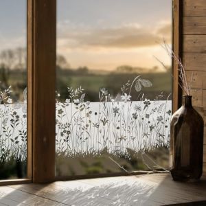 Funlife Film fenetre Prairies d&rsquo;Un Blanc Pur, Plantes Blanches Film fenetre Anti Regard, Intimit&eacute; Papillon Opaque fenetre, D&eacute;coration de fen&ecirc;tre de Salon, Chambre, Salle de Bain, Bureau 39x150cm (Astrkiz Home Decor, neuf)