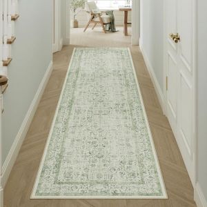 HUGEAR Vert Tapis Couloir Lavable en Machine Tapis de Passage Cuisine Chambre Adulte Tapis Couloir Long 60x180cm Doux Vintage Descente de Lit AntidéRapant Decoration Chambrel Mangerd (RONGBEN, neuf)