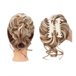 Chignon Chignon d&eacute;sordonn&eacute;, postiche, pince &agrave; griffe, boucl&eacute; ondul&eacute;, chignon synth&eacute;tique, chignon &eacute;bouriff&eacute; avec vrilles Chignon d&eacute;sordonn&eacute; Postiche (27H613) (gaogaogongsi, neuf)
