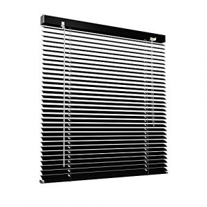 Victoria M. Store vénitien en Aluminium pour fenêtres et Portes - sans pré-perçage, Clips de Serrage Inclus - 70 x 130 cm Noir (Jalousiescout Shop, neuf)