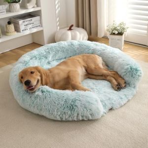 Panier Chien Orthopédique Taille XXL,Lit pour Chien Dehoussable,Coussin Chien Lavable,Canapé pour Chiens & Chats,Tissu Peluche Doux,Base antidérapante,Soft Tapis Matelas (Vert Ombré,50CM) (yunlai, neuf)