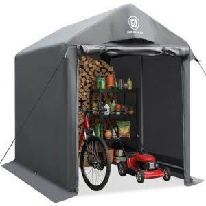 EVER ADVANCED Abri de Jardin 120x180x165cm, Garage Extérieur 3000MM Imperméable avec 2 Ouvertures de Ventilation, Remise à Vélos Abri de Stockage Polyvalent, Gris (Ever Advanced, neuf)