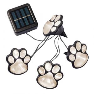Hellum Pattes Solaires LED Extérieures - 4 LED Blanc Chaud, Longueur 240 cm - Pour Chat et Chien de Jardin - Câble Noir, 523690 (Hellum Direkt, neuf)