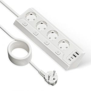 Vipwell Prise Plan de Travail Cuisine, Multiprises avec 2 Ports USB A et 2 Ports USB C, Multiprise 4 Prises avec Interrupteur, Rallonge &Eacute;lectrique 2m pour Meuble, Canap&eacute;, Bureau, Table (Vipwell FR, neuf)