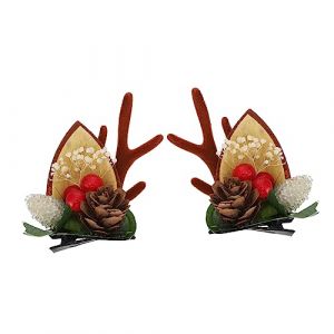 Mikinona 2pièces Barrette Noël Décorative Garçon Fille Épingles à Cheveux Antlers Chic Pour Filles Accessoire De Fête Festif (Dawn Cedar, neuf)