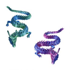 KEQAR 2 Pcs Dragons 3D imprimés, Figurines réalistes et articulées, Décoration mystérieuse et magique, Jouet de bureau éternellement articulé (30 cm) (dégradé de couleurs magiques) (APENGPENG, neuf)