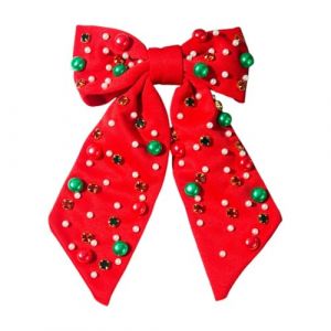 Barrettes En Noeud De No&euml;l Pour Les Filles,&Eacute;l&eacute;gante Epingle &Agrave; Cheveux Avec Strass Et Perle - Accessoires De Coiffure,Pour Femmes Et Filles C&eacute;l&eacute;bration Des Vacances No&euml;l &Eacute;v&eacute;nement Festif R&eacute;union Famili (RongTaowangluo, neuf)