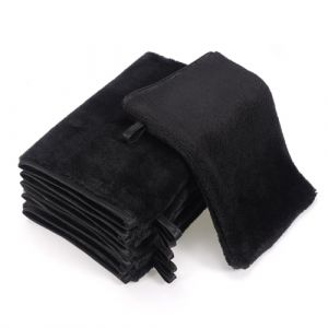 PHOGARY Lot de 6 Gants de Toilette pour b&eacute;b&eacute; Enfant, Tr&egrave;s Doux & Absorbant Microfibre Flanelle Gant de Toilette, Petite Serviette Main pour Visage avec Boucle de Suspension, Noir,13x20cm (Skowx, neuf)