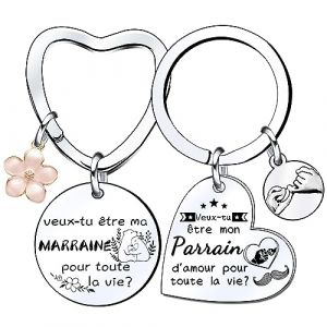Lumengqi Cadeaux de Noël pour Parrain Marraine 2 Porte-clés Parrain et Marraine Cadeau Parrain Marraine Demande Cadeau Annonce Parrain Marraine Naissance Baptême Communion Cadeau Surprise Noël (zhejiangzhengcaikejiyouxiangongsi, neuf)