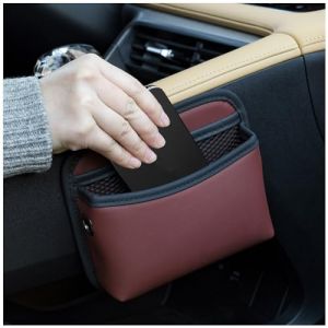 Qirc Organisateur de Poche lat&eacute;rale en Cuir synth&eacute;tique pour Voiture - Support Universel pour t&eacute;l&eacute;phone Portable - pour si&egrave;ge de Voiture - Accessoire de Rangement pour Porte de Voiture (Rouge) (AutoWays, neuf)