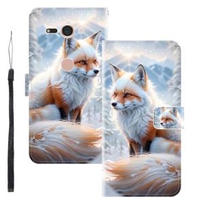WUACYEAMING Coque pour Sony Xperia XZ2 Compact,Protection Housse en Cuir PU Portefeuille à Rabat Motif Cover Kickstand Bumper Antichoc [Fentes pour Cartes] Le Renard (WUACYEAMING, neuf)