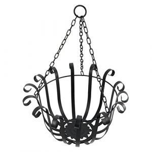 Yardenfun Support de fleurs suspendu en fer avec design creux - Support mural pour balcon et jardin - Panier robuste pour l'int&eacute;rieur et l'ext&eacute;rieur - Panier suspendu d&eacute;coratif (Wope, neuf)