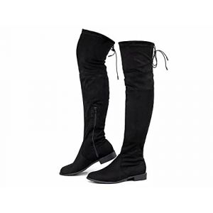 Greatonu Bottes plates longues et longues pour femmes &agrave; bout pointu et bout pointu Noir 0.98 inchs EU 37 (Maggie Shoes, neuf)