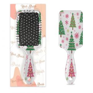 Entemne Brosse &agrave; cheveux pour femmes, hommes, filles, gar&ccedil;ons, rose et vert, arbre de No&euml;l, flocon de neige, brosse de massage pour cuir chevelu, peigne &agrave; coussin d'air pour cheveux secs et humides (HHengY, neuf)