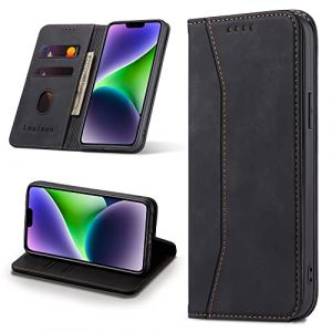 Leaisan Coque pour iPhone 14, Housse Pochette de Portefeuille, &eacute;tui Cuir PU [Porte Carte Credit] [Fonction Stand] [Magn&eacute;tique] Flip Case &agrave; Rabat Rabat pour iPhone 14 - Noir (Leaisan-EU, neuf)