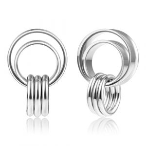 DOEARKO Ecarteur Oreilles 1 Paire Tunnels d'oreille Anneaux en Acier Inoxydable Double &Eacute;vas&eacute; Plugs Tunnels Boucles d'oreilles Bijoux pour Femmes Hommes 10mm &agrave; 19mm ﻿ (Argent, 16mm) (DOEARKO, neuf)