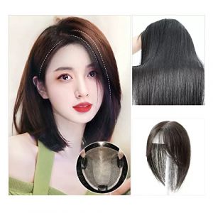 Perruque Avec Frange Pièce de perruque dames Fluffy Head Top vrais cheveux blanc cheveux Patch pièce frange vrais cheveux perruque pièce Perruque Femme Cheveux Humains(03 - (12x13) 25CM black) (yingyingyy, neuf)