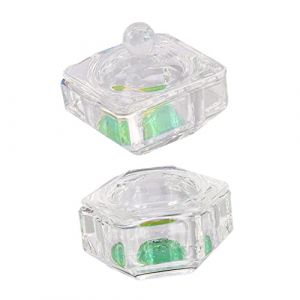 VICASKY 2pi&egrave;ces R&eacute;cipient Pour Liquide Acrylique Verre Avec Couvercle Godet &agrave; Ongles Pour Nail Art (Micanties, neuf)