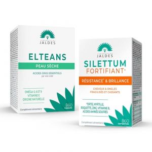 Pack « Beauté Peau et Cheveux » | 1 SILETTUM Fortifiant + 1 ELTEANS Capsules | Agit pour la Beauté et la Santé de vos Cheveux et de votre Peau | Laboratoire Jaldes (Ma Santé, neuf)