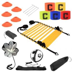 KIKILIVE kit Entrainement Foot Entrainement Football,Echelles de Vitesse,Entrainement Foot Ensemble Agile,&eacute;chelle et c&ocirc;ne d'agilit&eacute; Premium, Parachute de Course &agrave; r&eacute;sistance,c&ocirc;ne de Sport (Creality 3D EU, neuf)